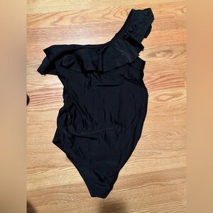 Motherhood Maternity Black One Shoulder Ruffle One Piece Swimsuit